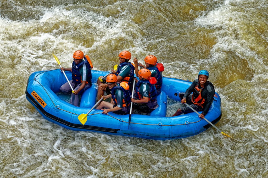 Experience thrilling rafting adventure on Cikidang River, West Java, Indonesia.